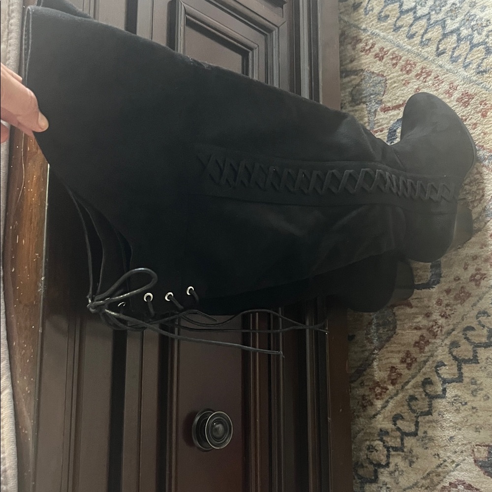 Black Suede Over-the-Knee Boots